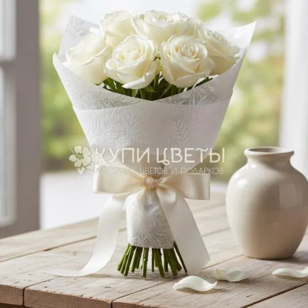 Букет из 7 белых роз 